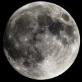 Closeup of a gray full moon isolated on black background