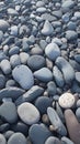 Closeup gray pebbles scattered on a peaceful beach