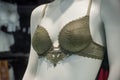 Green bra on mannequin in fashion store showroom