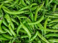 Closeup of green chillis , Binan wholesale market