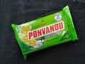 Closeup of Green Color Ponvandu dishwash bar isolated on black background Royalty Free Stock Photo