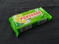 Closeup of Green Color Ponvandu dishwash bar isolated on black background Royalty Free Stock Photo