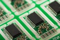 Closeup of green electronic circuit board with processor Royalty Free Stock Photo