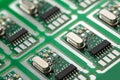 Closeup of green electronic circuit board with processor Royalty Free Stock Photo