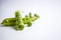 Closeup of green fresh peas and pea pods. Healthy food. Macro shooting Royalty Free Stock Photo