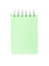 Closeup surface green note book isolated on white background with copy space Royalty Free Stock Photo