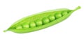 Closeup of green pea pod with beans isolated on a white background Royalty Free Stock Photo