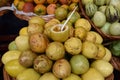 Closeup of pineapple passion fruits on a local market in Funchal in Madeira, Portugal