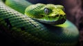 Closeup of a green python