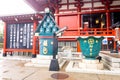 Closeup of Green Sculptures near the temple Asakusa in rainy