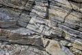 Closeup of grey layered rocks