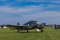 Closeup of the Grey Multi-Engine Vintage Cessna UC78 Aircraft