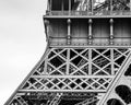 Closeup greyscale shot of Eiffel Tower in Paris, France