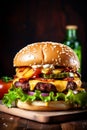 snack food food burger beef meat sandwich fast fast hamburger fat. Generative AI.