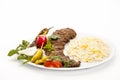 Closeup On Grilled Lamb Kebab With Rice Royalty Free Stock Photo