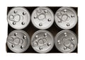 Closeup of a group of aluminium cans in pack