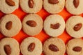 Closeup of a group of assorted delicious Almond cookies.