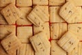 Closeup of a group of assorted sweet and salted Cumin cookies. Royalty Free Stock Photo
