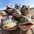 Closeup of a group of crocodiles in Namib desert Royalty Free Stock Photo