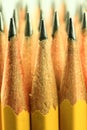 Closeup of a group of sharp, yellow pencils.