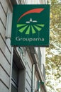 Closeup of Groupama logo on french insurance agency in the street Royalty Free Stock Photo