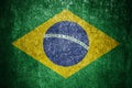 Closeup of grunge Brazilian flag. Dirty Brazil flag on a metal surface Royalty Free Stock Photo