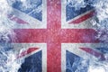 Closeup of grunge British flag. Frozen Flag of the Great Britain