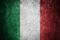 Closeup of grunge Italian flag. Dirty Italy flag on a metal surface