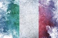 Closeup of grunge Italian flag. Frozen Flag of Italy