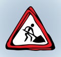 Sign road works. Vector drawing Royalty Free Stock Photo