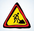 Sign road works. Vector drawing Royalty Free Stock Photo