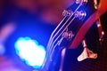 Closeup of guitar fingerboard at concert Royalty Free Stock Photo