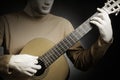 Closeup guitar with guitarist hands