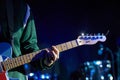 Closeup of guitarist with guitar.