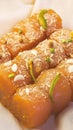 Closeup Gulab Halwa, a beloved dessert in Indian cuisine.