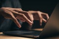 Closeup of hacker is using the laptop computer to coding virus or malware for hacking internet server, Cyber attack, System Royalty Free Stock Photo