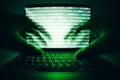 Closeup of hacker is using the laptop computer to coding virus or malware for hacking internet server, Cyber attack, System Royalty Free Stock Photo
