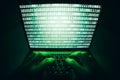 Closeup of hacker is using the laptop computer to coding virus or malware for hacking internet server, Cyber attack, System Royalty Free Stock Photo