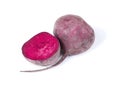 Closeup of a half of beet, purple beetroot, vegetables for refreshing healthy dishes and drnks isolated on a white Royalty Free Stock Photo