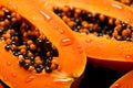 closeup of half cut of papaya fruit. Tropical fruit. Half papaya Royalty Free Stock Photo