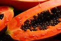 closeup of half cut of papaya fruit. Tropical fruit. Half papaya Royalty Free Stock Photo