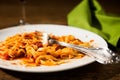 Closeup of half-eaten tagliatelle pasta with bolognese ragu Royalty Free Stock Photo