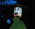 Closeup of the Halloween scarecrow dressed in green shirt Royalty Free Stock Photo