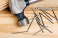 Closeup of hammer and nails Royalty Free Stock Photo