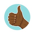 Closeup of hand of african american giving thumbs-up