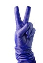 Closeup of hand in blue glove Royalty Free Stock Photo