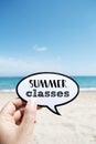 Text summer classes, on the beach Royalty Free Stock Photo