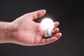 Hand with the glowing light bulb Royalty Free Stock Photo