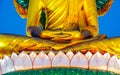 Closeup hand of gold buddha statue in the temple Royalty Free Stock Photo