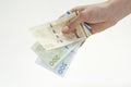 Hand holding danish currency Royalty Free Stock Photo